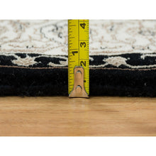 Load image into Gallery viewer, 4&#39;1&quot;x6&#39; Eerie Black, Hand Knotted Herati With All Over Fish Mahi Design, 250 Kpsi Densely Woven, 100% Wool, Oriental Rug FWR392088