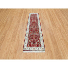 Load image into Gallery viewer, 2&#39;7&quot;x10&#39;5&quot; Cherry Red, Hand Knotted Nain With All Over Flower Design, 250 Kpsi Extra Soft Wool, Runner Oriental Rug FWR392214