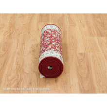Load image into Gallery viewer, 2&#39;7&quot;x10&#39;5&quot; Cherry Red, Hand Knotted Nain With All Over Flower Design, 250 Kpsi Extra Soft Wool, Runner Oriental Rug FWR392214