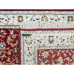 2'7"x10'5" Cherry Red, Hand Knotted Nain With All Over Flower Design, 250 Kpsi Extra Soft Wool, Runner Oriental Rug FWR392214