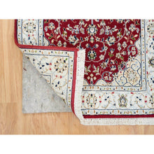 Load image into Gallery viewer, 2&#39;7&quot;x8&#39; Burgundy Red, Nain With Center Medallion Flower Design, 250 Kpsi, Soft Wool, Hand Knotted, Runner Oriental Rug Rug FWR392226