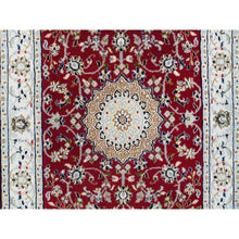 Load image into Gallery viewer, 2&#39;7&quot;x8&#39; Burgundy Red, Nain With Center Medallion Flower Design, 250 Kpsi, Soft Wool, Hand Knotted, Runner Oriental Rug Rug FWR392226