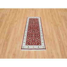 Load image into Gallery viewer, 2&#39;8&quot;x6&#39;8&quot; Cherry Red, 250 Kpsi Pure Wool, Hand Knotted Nain With All Over Flower Design, Runner Oriental Rug FWR392274