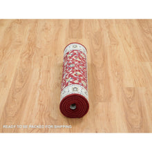 Load image into Gallery viewer, 2&#39;8&quot;x6&#39;8&quot; Cherry Red, 250 Kpsi Pure Wool, Hand Knotted Nain With All Over Flower Design, Runner Oriental Rug FWR392274