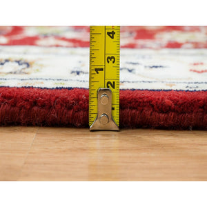 2'8"x6'8" Cherry Red, 250 Kpsi Pure Wool, Hand Knotted Nain With All Over Flower Design, Runner Oriental Rug FWR392274