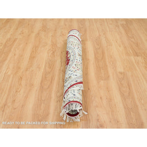 6'x6' Burgundy Red, Nain with Center Medallion Flower Design, 250 KPSI, Soft Wool, Hand Knotted, Round Oriental Rug FWR392280