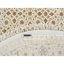 Load image into Gallery viewer, 6&#39;3&quot;x6&#39;3&quot; Ivory, 250 Kpsi Densely Woven, Pure Wool Hand Knotted, Herati With All Over Fish Mahi Design, Round Oriental Rug FWR392334