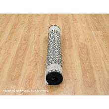 Load image into Gallery viewer, 4&#39;x6&#39; Eerie Black, Herati With All Over Fish Mahi Design, 250 Kpsi Super Fine Weave, Extra Soft Wool Hand Knotted, Oriental Rug FWR392358