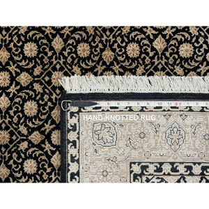 4'x6' Hand Knotted Gray Vertical Ombre Design Pure Silk with Textured Wool Oriental Rug FWR450168