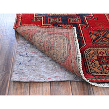 Load image into Gallery viewer, 2&#39;3&quot;x9&#39;3&quot; Crimson Red, Vintage Persian Tabriz with Geometric Pattern, Worn and Distressed, 100% Wool, Hand Knotted, Cropped Thin, Even Wear, Sides and Ends Professionally Secured, Good Condition, Narrow Runner, Oriental Rug Sh653 FWR3918