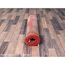 Load image into Gallery viewer, 2&#39;3&quot;x9&#39;3&quot; Crimson Red, Vintage Persian Tabriz with Geometric Pattern, Worn and Distressed, 100% Wool, Hand Knotted, Cropped Thin, Even Wear, Sides and Ends Professionally Secured, Good Condition, Narrow Runner, Oriental Rug Sh653 FWR3918
