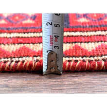 Load image into Gallery viewer, 2&#39;3&quot;x9&#39;3&quot; Crimson Red, Vintage Persian Tabriz with Geometric Pattern, Worn and Distressed, 100% Wool, Hand Knotted, Cropped Thin, Even Wear, Sides and Ends Professionally Secured, Good Condition, Narrow Runner, Oriental Rug Sh653 FWR3918