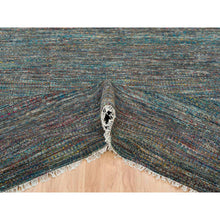 Load image into Gallery viewer, 8&#39;x10&#39;2&quot; Colorful, Modern Striae Design Soft Pile, Wool and Sari Silk Hand Knotted, Oriental Rug FWR392490