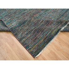 Load image into Gallery viewer, 8&#39;x10&#39;2&quot; Colorful, Modern Striae Design Soft Pile, Wool and Sari Silk Hand Knotted, Oriental Rug FWR392490