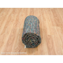 Load image into Gallery viewer, 8&#39;x10&#39;2&quot; Colorful, Modern Striae Design Soft Pile, Wool and Sari Silk Hand Knotted, Oriental Rug FWR392490
