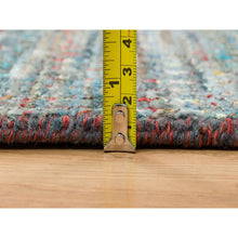 Load image into Gallery viewer, 8&#39;x10&#39;2&quot; Colorful, Modern Striae Design Soft Pile, Wool and Sari Silk Hand Knotted, Oriental Rug FWR392490
