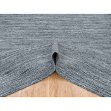 Load image into Gallery viewer, 8&#39;1&quot;x8&#39;1&quot; Arsenic Gray, Modern Striae Design Soft Pile, Natural Wool Hand Loomed, Square Oriental Rug FWR392496