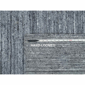 8'1"x8'1" Arsenic Gray, Modern Striae Design Soft Pile, Natural Wool Hand Loomed, Square Oriental Rug FWR392496