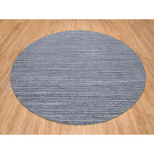 Load image into Gallery viewer, 12&#39;x12&#39; Arsenic Gray, Hand Loomed Modern Striae Design, Soft Pile Organic Wool, Round Oriental Rug FWR392502