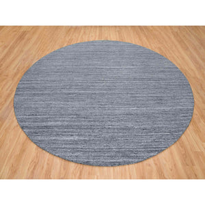 12'x12' Arsenic Gray, Hand Loomed Modern Striae Design, Soft Pile Organic Wool, Round Oriental Rug FWR392502