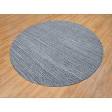 Load image into Gallery viewer, 12&#39;x12&#39; Arsenic Gray, Hand Loomed Modern Striae Design, Soft Pile Organic Wool, Round Oriental Rug FWR392502