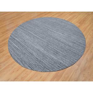 12'x12' Arsenic Gray, Hand Loomed Modern Striae Design, Soft Pile Organic Wool, Round Oriental Rug FWR392502