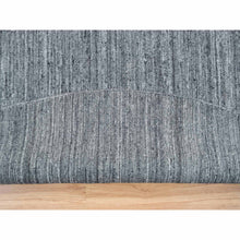 Load image into Gallery viewer, 12&#39;x12&#39; Arsenic Gray, Hand Loomed Modern Striae Design, Soft Pile Organic Wool, Round Oriental Rug FWR392502