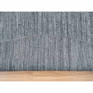 12'x12' Arsenic Gray, Hand Loomed Modern Striae Design, Soft Pile Organic Wool, Round Oriental Rug FWR392502