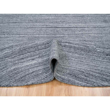 Load image into Gallery viewer, 12&#39;x12&#39; Arsenic Gray, Hand Loomed Modern Striae Design, Soft Pile Organic Wool, Round Oriental Rug FWR392502