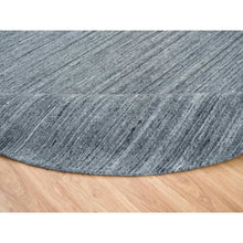 Load image into Gallery viewer, 12&#39;x12&#39; Arsenic Gray, Hand Loomed Modern Striae Design, Soft Pile Organic Wool, Round Oriental Rug FWR392502
