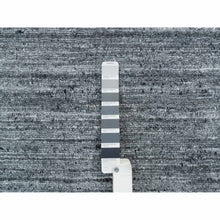 Load image into Gallery viewer, 12&#39;x12&#39; Arsenic Gray, Hand Loomed Modern Striae Design, Soft Pile Organic Wool, Round Oriental Rug FWR392502