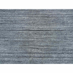 12'x12' Arsenic Gray, Hand Loomed Modern Striae Design, Soft Pile Organic Wool, Round Oriental Rug FWR392502