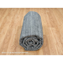 Load image into Gallery viewer, 12&#39;x12&#39; Arsenic Gray, Hand Loomed Modern Striae Design, Soft Pile Organic Wool, Round Oriental Rug FWR392502