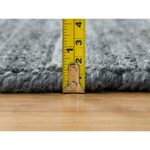 Load image into Gallery viewer, 12&#39;x12&#39; Arsenic Gray, Hand Loomed Modern Striae Design, Soft Pile Organic Wool, Round Oriental Rug FWR392502