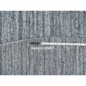 12'x12' Arsenic Gray, Hand Loomed Modern Striae Design, Soft Pile Organic Wool, Round Oriental Rug FWR392502