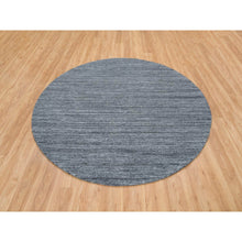 Load image into Gallery viewer, 8&#39;x8&#39; Arsenic Gray, Modern Striae Design Soft Pile, All Wool Hand Loomed, Round Oriental Rug FWR392520