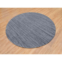 Load image into Gallery viewer, 8&#39;x8&#39; Arsenic Gray, Modern Striae Design Soft Pile, All Wool Hand Loomed, Round Oriental Rug FWR392520