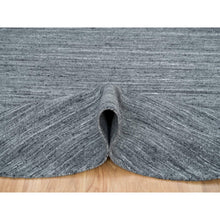 Load image into Gallery viewer, 8&#39;x8&#39; Arsenic Gray, Modern Striae Design Soft Pile, All Wool Hand Loomed, Round Oriental Rug FWR392520