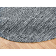 Load image into Gallery viewer, 8&#39;x8&#39; Arsenic Gray, Modern Striae Design Soft Pile, All Wool Hand Loomed, Round Oriental Rug FWR392520