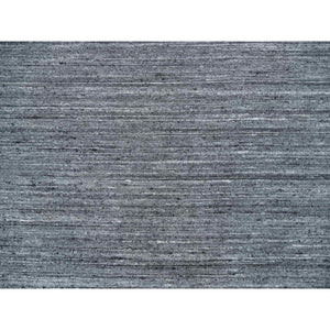 8'x8' Arsenic Gray, Modern Striae Design Soft Pile, All Wool Hand Loomed, Round Oriental Rug FWR392520