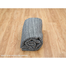 Load image into Gallery viewer, 8&#39;x8&#39; Arsenic Gray, Modern Striae Design Soft Pile, All Wool Hand Loomed, Round Oriental Rug FWR392520