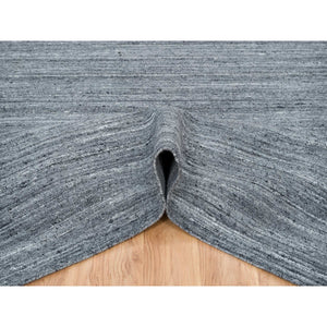 10'3"x14' Arsenic Gray, Pure Wool Hand Loomed, Modern Striae Design Soft Pile, Oriental Rug FWR392526