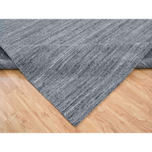 Load image into Gallery viewer, 10&#39;3&quot;x14&#39; Arsenic Gray, Pure Wool Hand Loomed, Modern Striae Design Soft Pile, Oriental Rug FWR392526