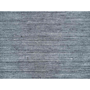 10'3"x14' Arsenic Gray, Pure Wool Hand Loomed, Modern Striae Design Soft Pile, Oriental Rug FWR392526
