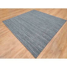 Load image into Gallery viewer, 10&#39;1&quot;x10&#39;1&quot; Arsenic Gray, Soft Wool Hand Loomed, Modern Striae Design Soft Pile, Square Oriental Rug FWR392532