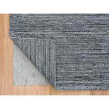 Load image into Gallery viewer, 10&#39;1&quot;x10&#39;1&quot; Arsenic Gray, Soft Wool Hand Loomed, Modern Striae Design Soft Pile, Square Oriental Rug FWR392532