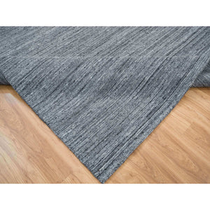 10'1"x10'1" Arsenic Gray, Soft Wool Hand Loomed, Modern Striae Design Soft Pile, Square Oriental Rug FWR392532