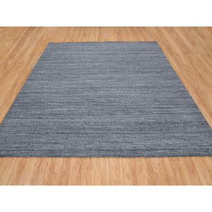 12'x12' Arsenic Gray, Modern Striae Design Soft Pile, Natural Wool Hand Loomed, Square Oriental Rug FWR392544