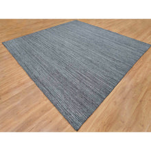 Load image into Gallery viewer, 12&#39;x12&#39; Arsenic Gray, Modern Striae Design Soft Pile, Natural Wool Hand Loomed, Square Oriental Rug FWR392544