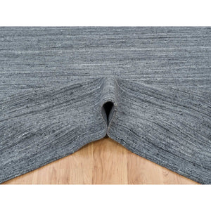 12'x12' Arsenic Gray, Modern Striae Design Soft Pile, Natural Wool Hand Loomed, Square Oriental Rug FWR392544